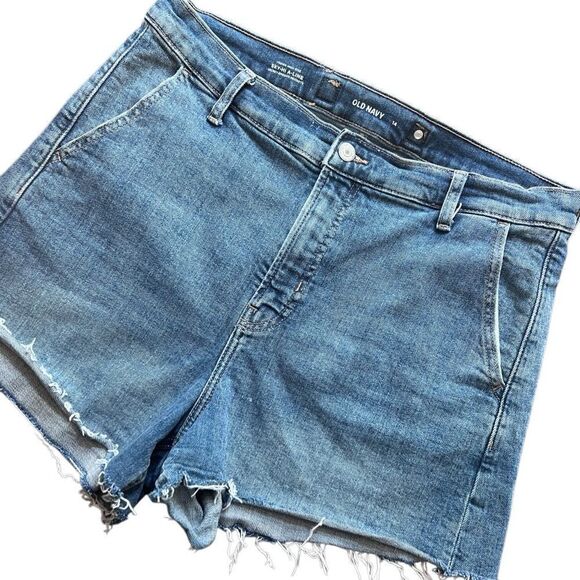 Old Navy high rise A-Line Cut off style Jean shorts Size 14 - Picture 9 of 14